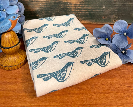 HF-04 Hand-printed Birds Tea Towel