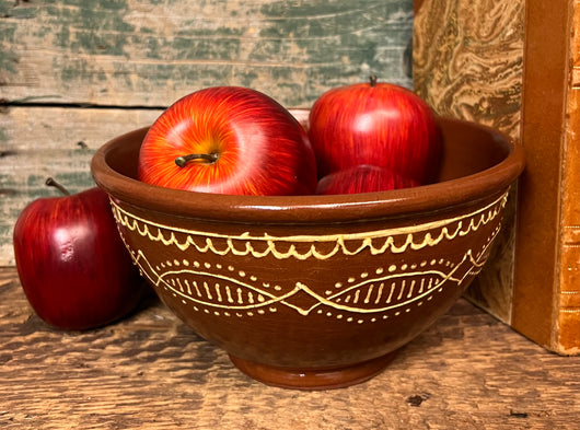 SE-126 Redware Med Bowl with Slip Design