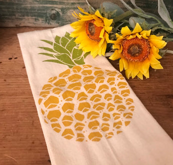 HF-02 Hand-printed Pineapple Tea Towel