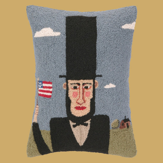 PH-20 Abe Lincoln Wool Hooked Pillow