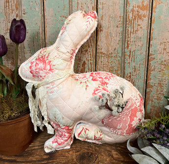 PB-34B Floral Fabric Bunny with Pocket