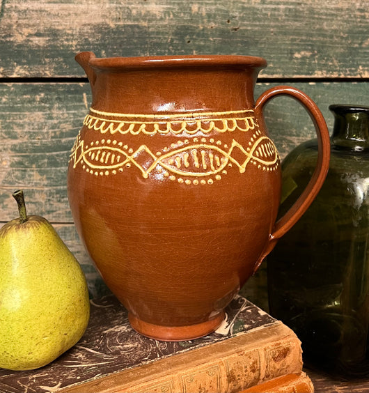 SE-125 Redware Med Pitcher with Slip Design