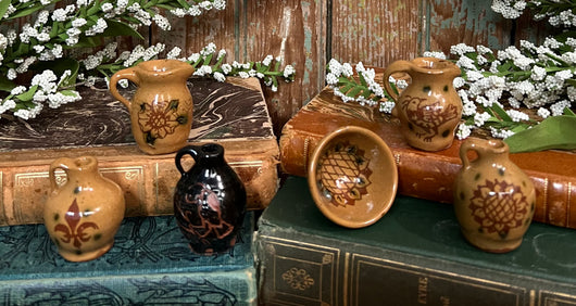 EJS-MP14 Mini Sgraffito Pottery Pitchers, Bowls & Jugs