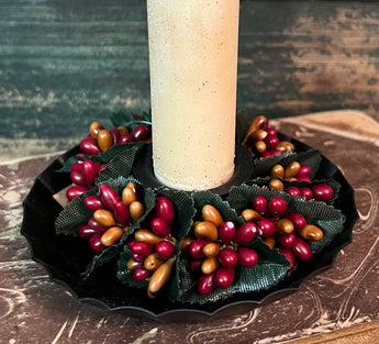 MK-02 Berry Bead Candle Ring - Cranberry & Tan