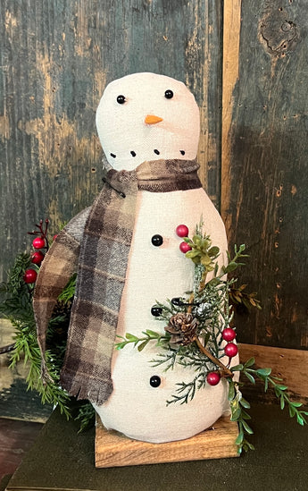 PS-04 Fabric Snowman with Faux Green