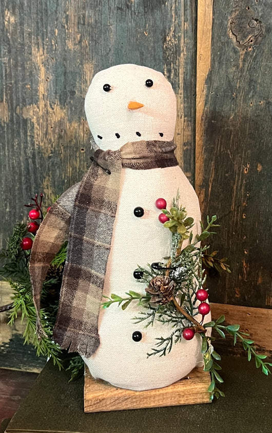 PS-04 Fabric Snowman with Faux Green