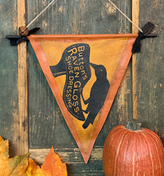 PEN-174 Stenciled Canvas Pennant Flag - Buttons Crow