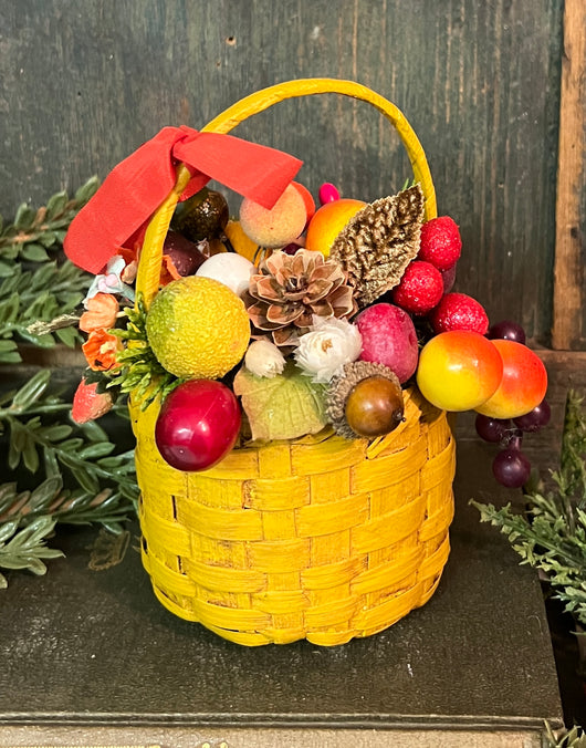 ER-2426 Small Mustard Basket of Vintage Fruits