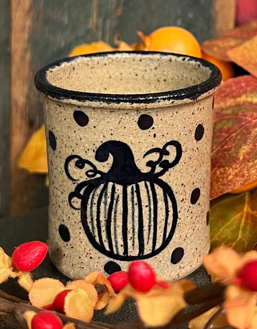 CC-2425 Mini Pottery Pumpkin with Dots Crock