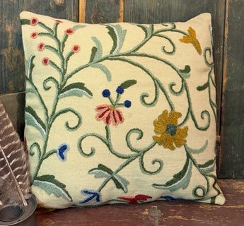 CD-CP-B2 Crewel Pillow - Blue Floral