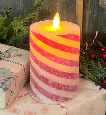 HSZ-SFC-CC Small Realistic Flame Candle - Candy Cane Cinnamon Scented