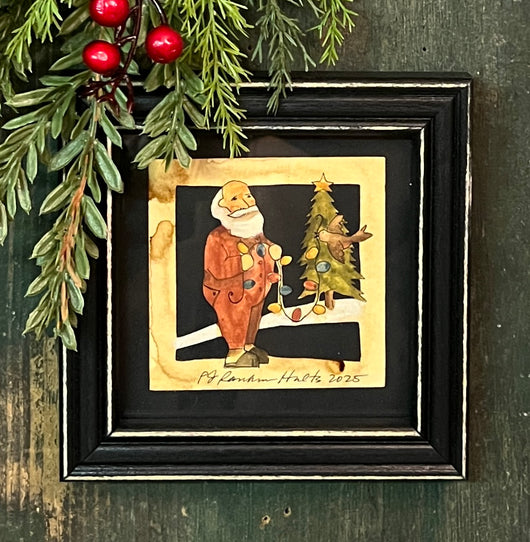 PJH-396 Santa in Long Johns Framed Paper Cutting