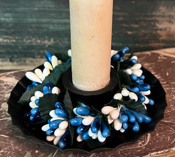 MK-06 Berry Bead Candle Ring - Blue & White