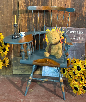 AW-04 Mini Windsor Writing Arm Chair - Blue