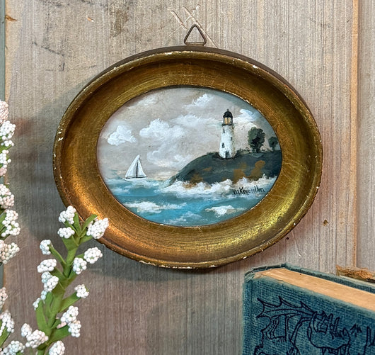 MKM-314 'Sailboat & Lighthouse' ORIGINAL Painting by MK Moulton