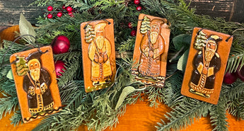 GMS-T150 Shooner Redware Santa with Tree Ornaments