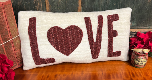 DD-142 Wool 'LOVE' Applique Pillow