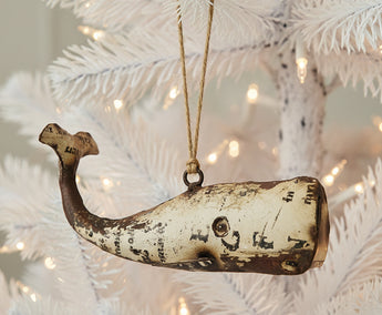 HA-10 Reclaimed Metal Whale Ornament