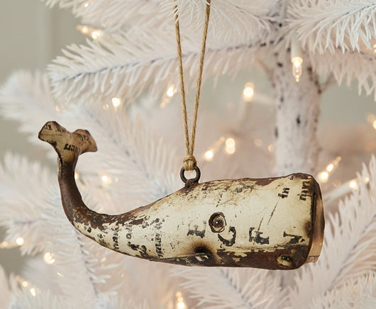 HA-10 Reclaimed Metal Whale Ornament