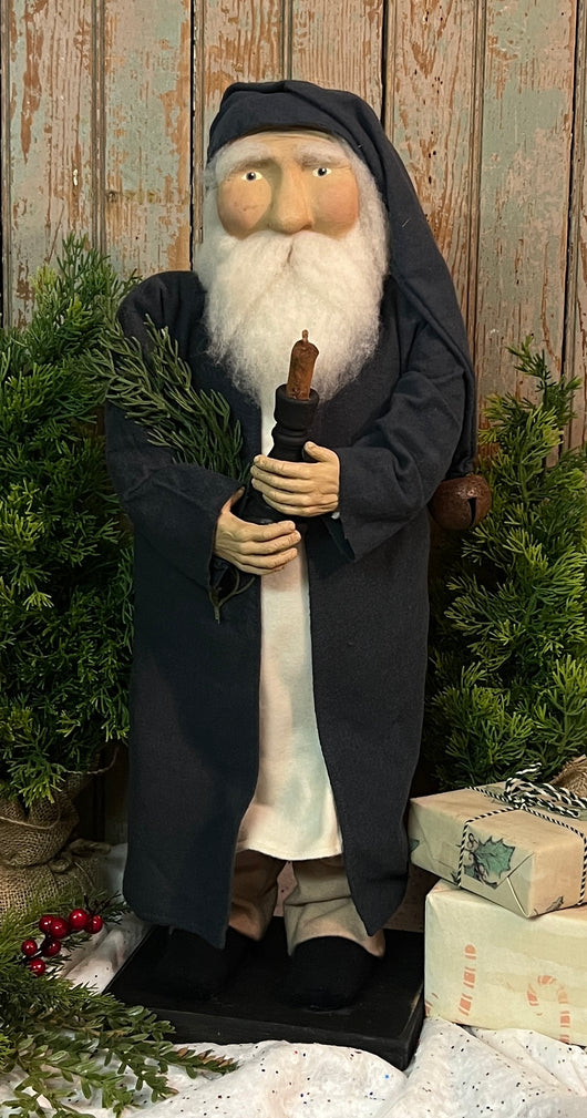 OTC-S09 Santa in Blue Wool Coat with Candlestick