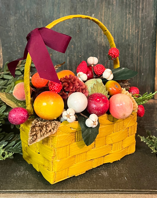 ER-2425 Small Mustard Basket of Vintage Fruits