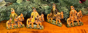 GMS-T155 Shooner Redware Santa on Donkey Ornaments