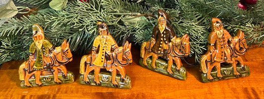 GMS-T155 Shooner Redware Santa on Donkey Ornaments