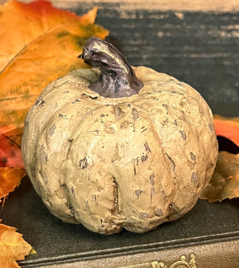 RA-154 Small Short Beige Paper Mache Pumpkin