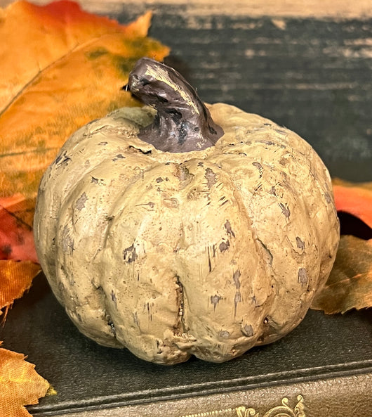 RA-154 Small Short Beige Paper Mache Pumpkin