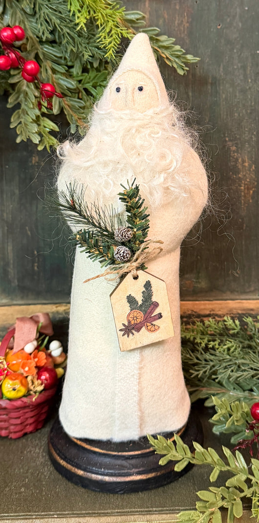 NG-243C Belsnickel in White Wool Coat with Ornament