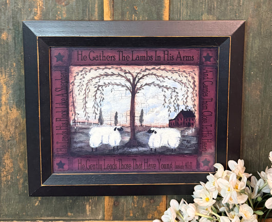 NV-1085 “He Gathers the Lambs” Framed Print