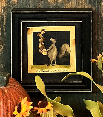 PJH-384 Squirrel with Acorns Framed Paper Cutting