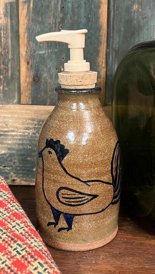 CC-2442 Pottery Rooster Soap Pump Dispenser