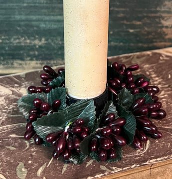 MK-07 Berry Bead Candle Ring - Burgundy