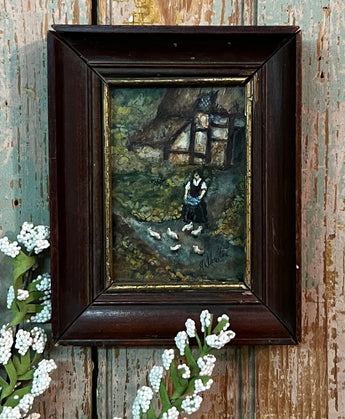 MKM-222 'Lady & Chickens' ORIGINAL Painting by MK Moulton