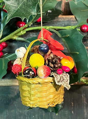ER-2421 Mini Gold Basket of Fruits Ornament