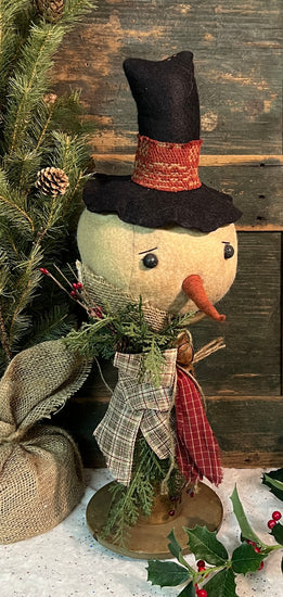 TBH-38R Large Fabric Snowman Head on Bobbin