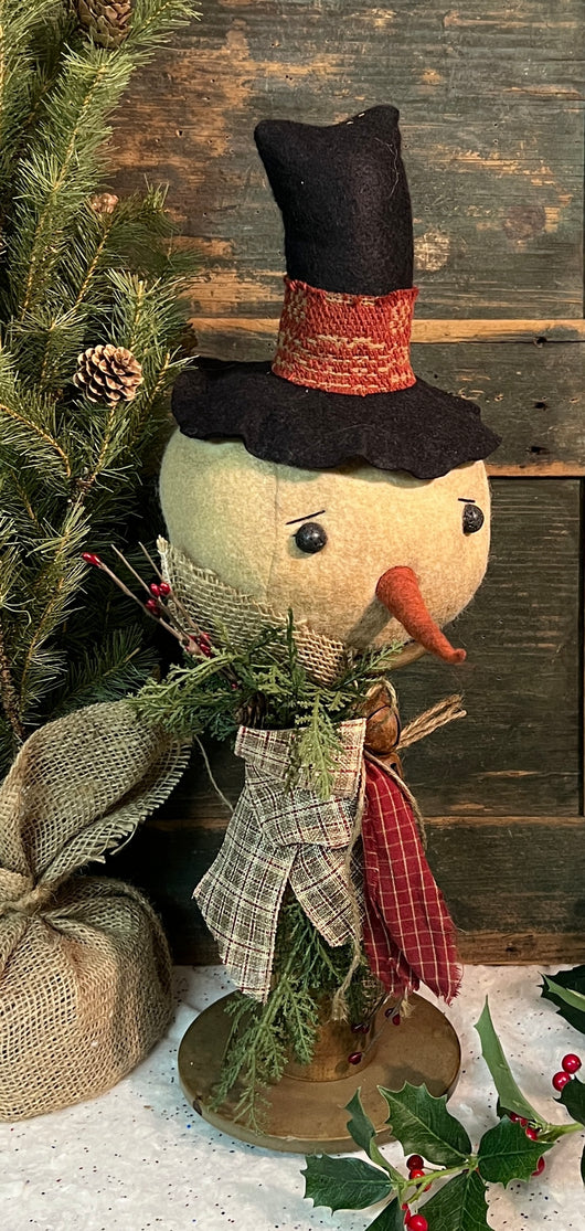 TBH-38R Large Fabric Snowman Head on Bobbin