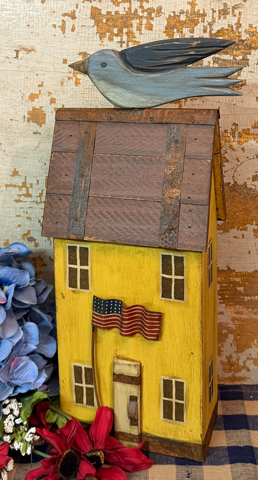 BHS-3234 Yellow House with Bluebird