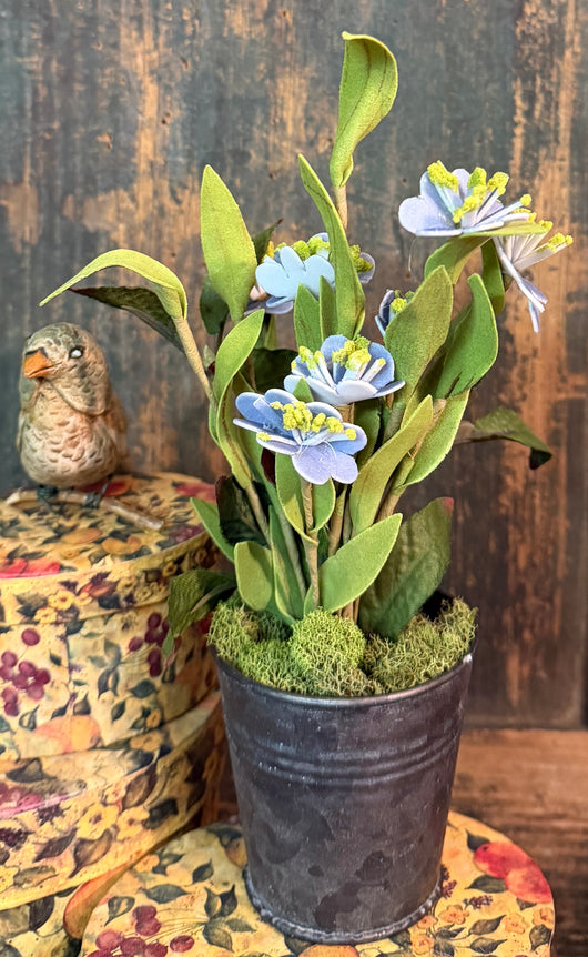 LV-MF-B Potted Real Touch Flowers in Tin Pot - Blue