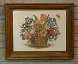 WA-01 Vintage Floral Basket Framed Theorem