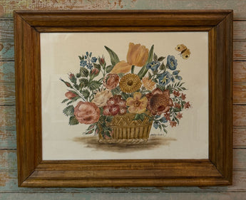 WA-01 Vintage Floral Basket Framed Theorem