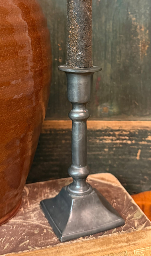 VN-02 Old World Pewter Tall Square Candlestick - From our Personal Collection