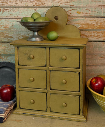 OTC-36M Six Drawer Wood Pantry Box - Mustard over Black