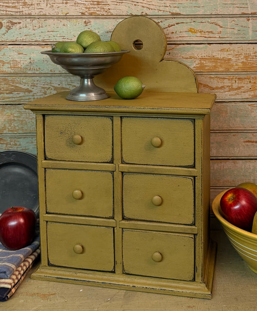 OTC-36M Six Drawer Wood Pantry Box - Mustard over Black