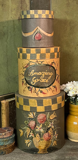 NV-1030 Hand-painted Paper Mache Stacking Boxes