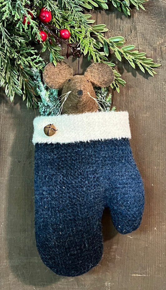 EC-25C Mouse in Wool Mitten - Navy