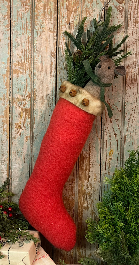 RC07 Fabric Mouse in Red Stocking Circa Home Living