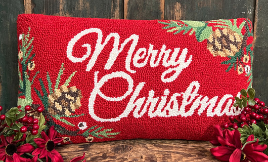 PH-84 Merry Christmas Wool Hooked Pillow