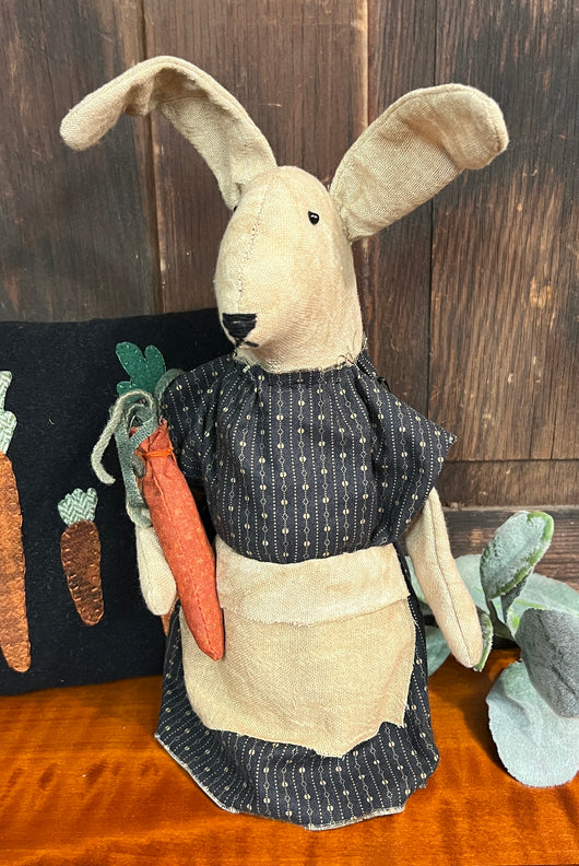 DD-149B Fabric Bunny in Black Dress with Carrot